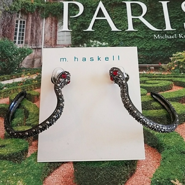Nwt! M. Haskell Gunmetal Hematite Snake Earrings